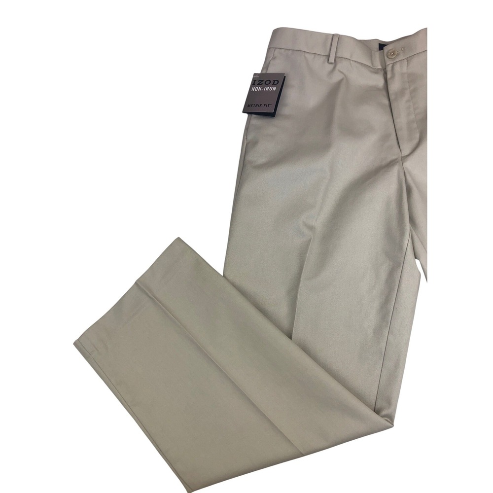 IZOD Madison Non Iron Dress Chino Pants Mens 36x32 Khaki Sportflex Metrix Fit - Picture 8 of 9